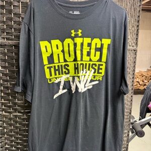 Under Armour black  Tee with Neon Yellow Graphic men’s size 2 XL